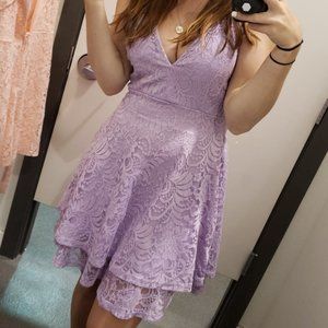 Purple Spaghetti Strap Short Dress